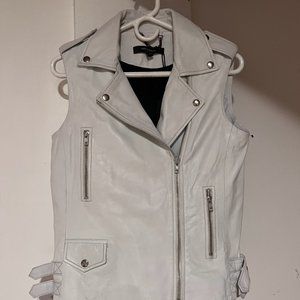 Muubaa White Leather Biker Vest - New with Tags